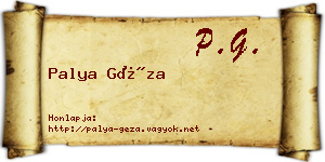 Palya Géza névjegykártya