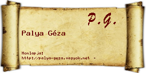 Palya Géza névjegykártya